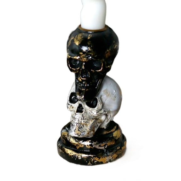AOOOWER Unique Double Tone Stacked Shape Candlestick Resins Pillar Candle Holders For Centerpieces Decoration