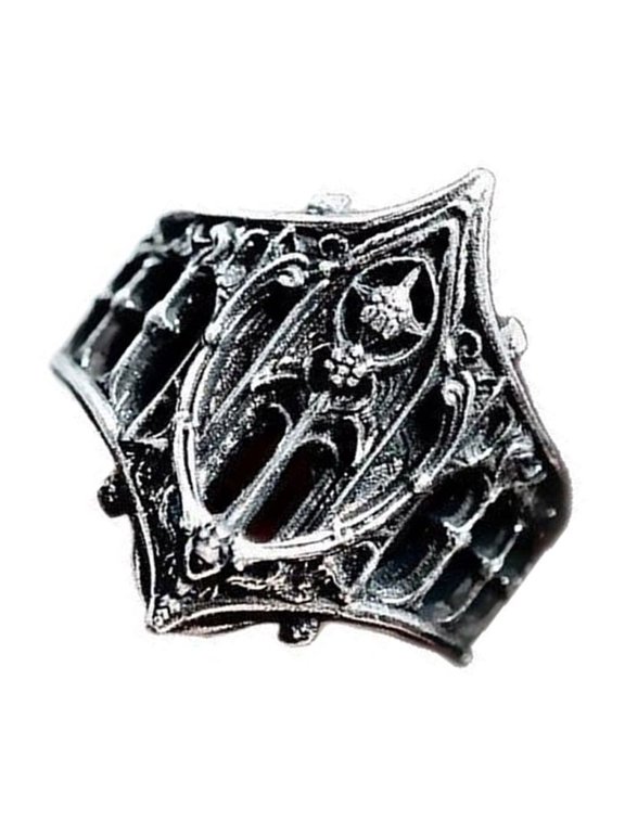 Unique Gothic Style Ring Intricate Detailing Silver Tone Zinc Alloy Adjustable Sizes Perfect For Daily Wear Special Occasions