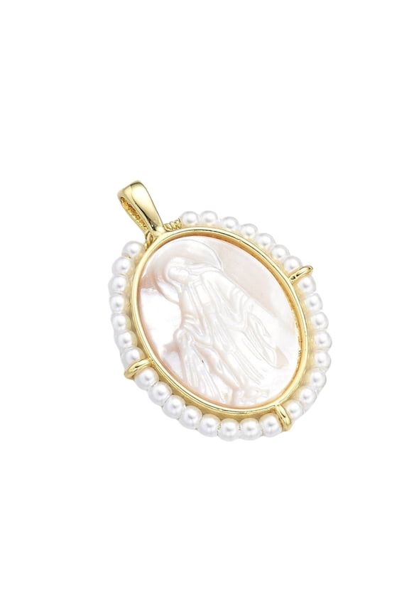 Unique Virgin Marys Pendant Necklace with Mother of Pearls Shells and Micro Inlay Designs Daily Use Stylish Outfits