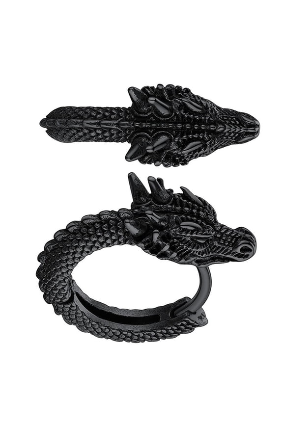 Unisex Dragon Hoop Earrings Punk Style Hip Hop Stainless Steel Party Jewelry
