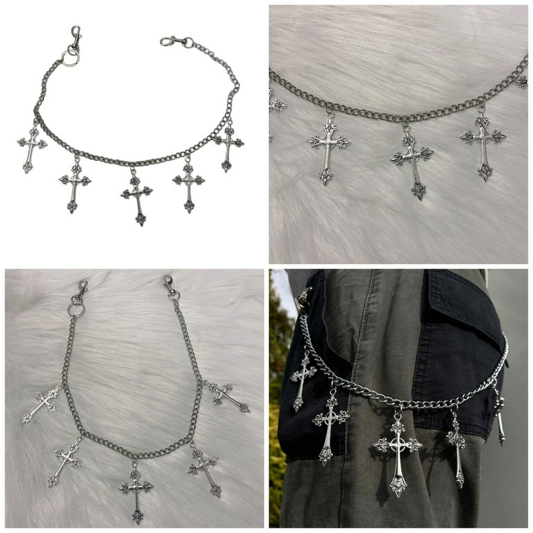 小物 Mad Punk Cross Chain n Belt Arm Cover AOOOWER Unisex Punk Cross Chain for Pants Hip Hop Trousers