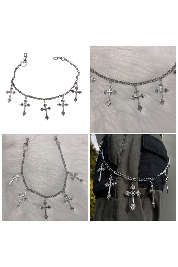 Unisex Punk Cross Chain for Pants Hip Hop Trousers Jeans Chains for Wallet Keys