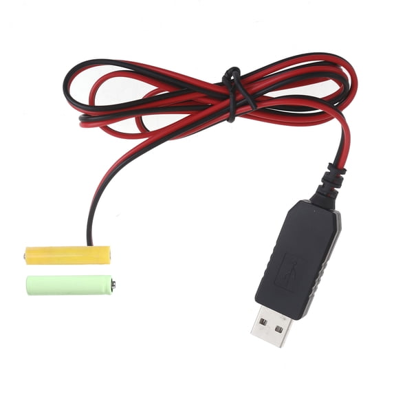 AOOOWER Universal 3V LR03 AAA Dummy Battery Eliminators USB Power Supply Cable , 2Pcs 1.5V Battery Replacement Adapter