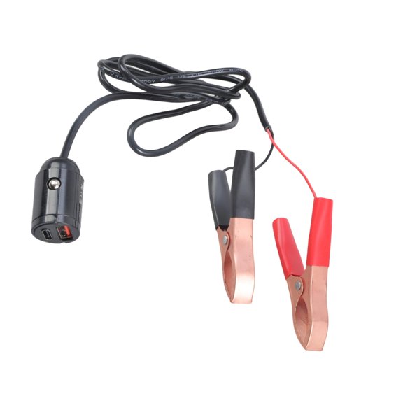 AOOOWER Vehicle Power Adapter 12V To 5V USB Charger With Alligator Clamps Double Port