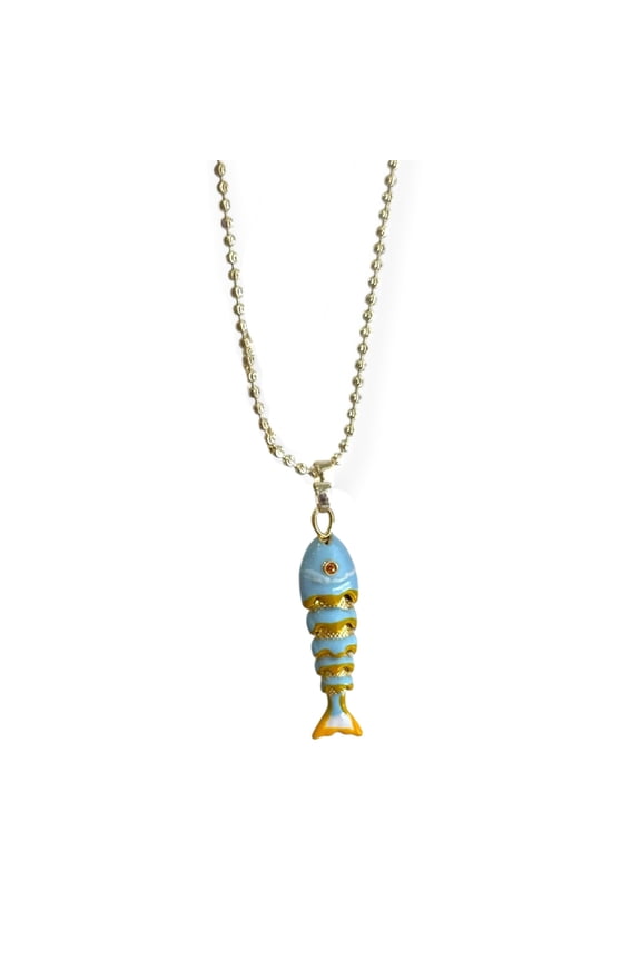 Vibrant Fish Design Copper Chain Necklace 6 Color Option Stylish Gift Accessory