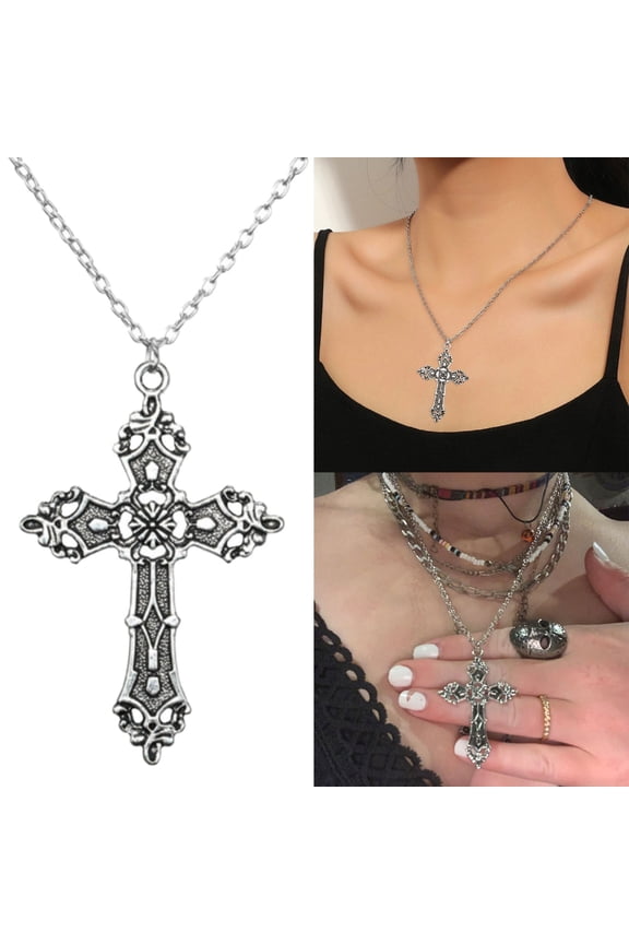Vintage Gothic for Cross Necklace Indie Punk Choker Fashion Jewelry Accessories