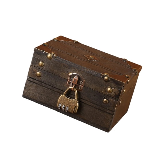 AOOOWER Vintage Pirate Themed Wood Treasures Chest With Secret Locking for Collectibles