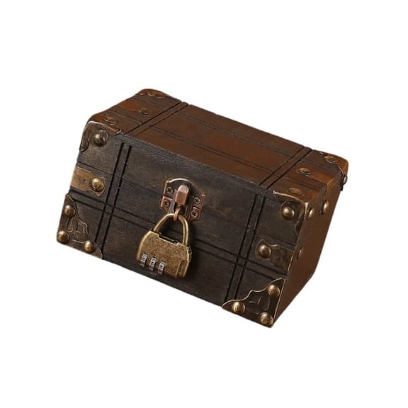 AOOOWER Vintage Pirate Themed Wood Treasures Chest With Secret Locking for Collectibles