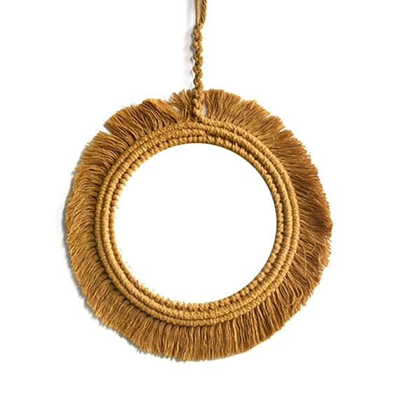 AOOOWER Wall Mirror with Macrame Fringes Makeup Mirror Decoration for Apartment Bedroom
