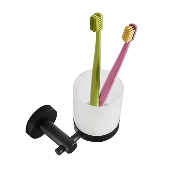 AOOOWER Wall-Mounted Toothbrush Holder with Frosted Glass Cup Set for Toothbrushes
