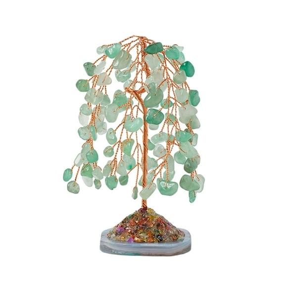 AOOOWER Wicker Crystal Tree Bonsais Money Tree for Home Office Decors and Good Luck Gift