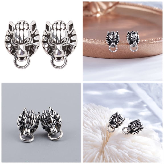 AOOOWER Wolf Head Earrings Cartilage Earrings Gothic Stud Earrings for Unisex