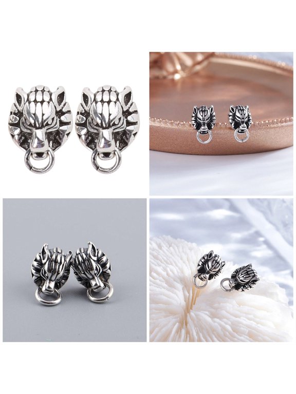 Wolf Head Earrings Cartilage Earrings Gothic Stud Earrings for Unisex