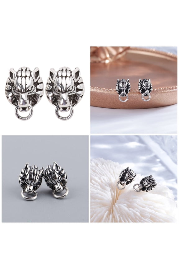 Wolf Head Earrings Cartilage Earrings Gothic Stud Earrings for Unisex