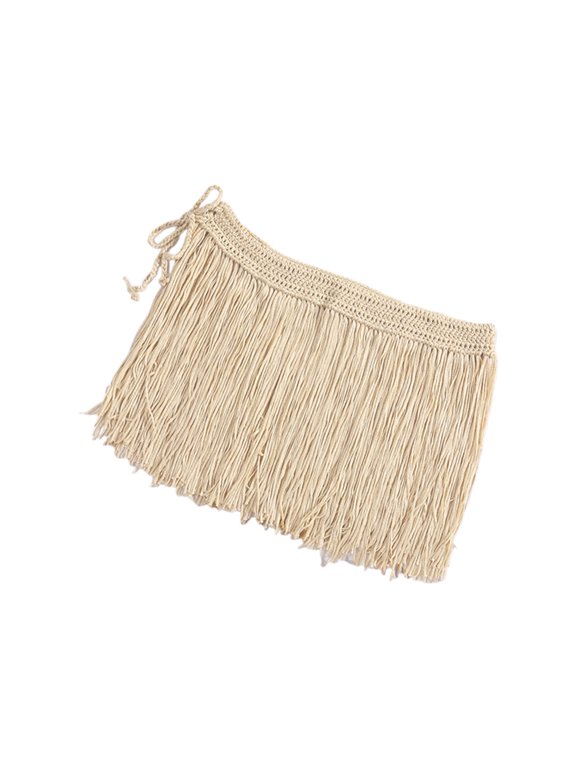 Womens Beach Sarong-Pareo Swimwear Cover-Ups Short Mini Skirt Fringe Wrap Skirt Kintted Belly Dance Skirt for Club Party