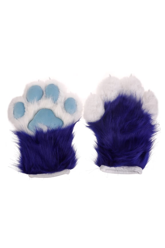 Womens Winter Warm Gloves Cosplays Bear Wolf Paw All-Cover Furry Plush Mittens for Girls Animal Tiger Foxes Cosplays
