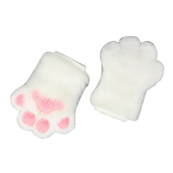 AOOOWER Womens Winter Warm Gloves Cosplays Bear Wolf Paw All-Cover Furry Plush Mittens for Girls Animal Tiger Foxes Cosplays