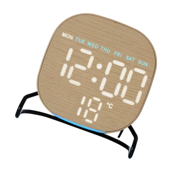 AOOOWER Wood Grains LED Digital Alarm Clock With Ambients Lighting Timer And Easy Setups