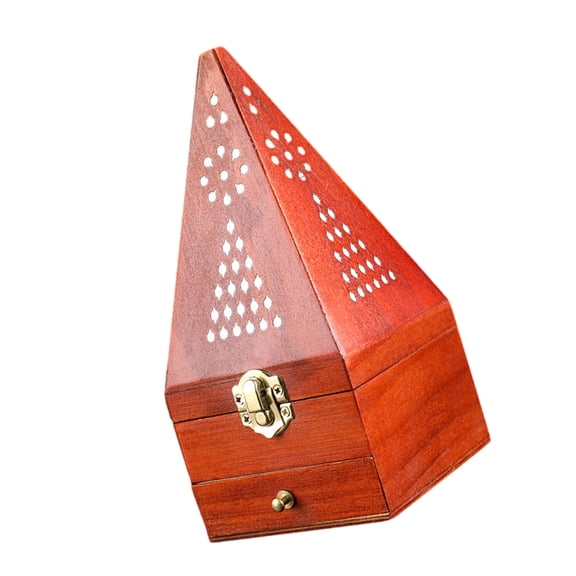 AOOOWER Wood Scented Diffuser Fragrant Ornament Holder Box with Pyramid Lid and Drawer for Living Space Home Store Birthday Gift