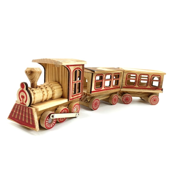 AOOOWER Wood Steams Train Figurines Locomotive Model Wooden Train Statues Decorative Ornament Home Decors Collectibles Gift