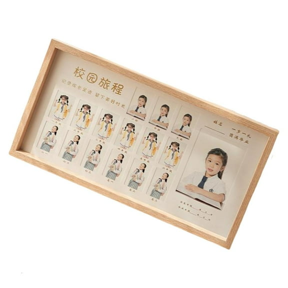 AOOOWER Wooden Graduation Keepsakes Frame School Years Memory Display Photo Frame for Living Room Desktop Decors
