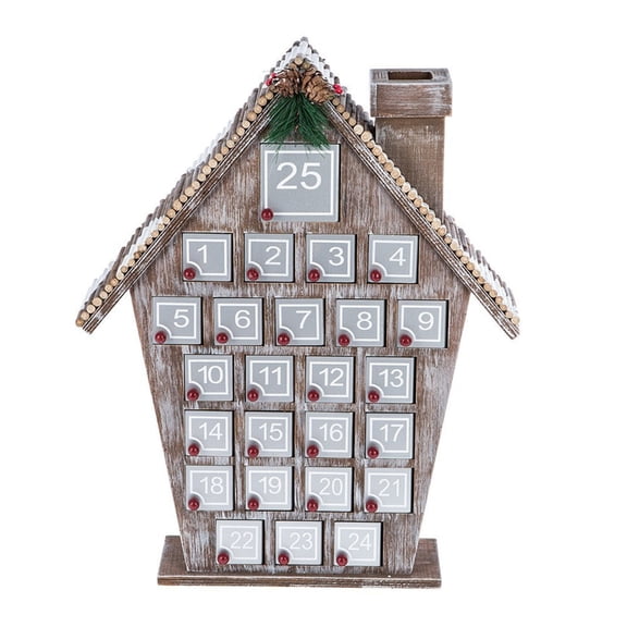 AOOOWER Yuletide Wood Advents Calendar Houses with 24 Cards for Festival Countdowns