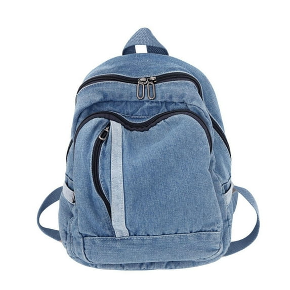 AOOOWER for Creative Blue Jean Backpack Denim Daypack Travel Rucksack Double Shoulder Schoolbag for Friend Birthday Daily Wear