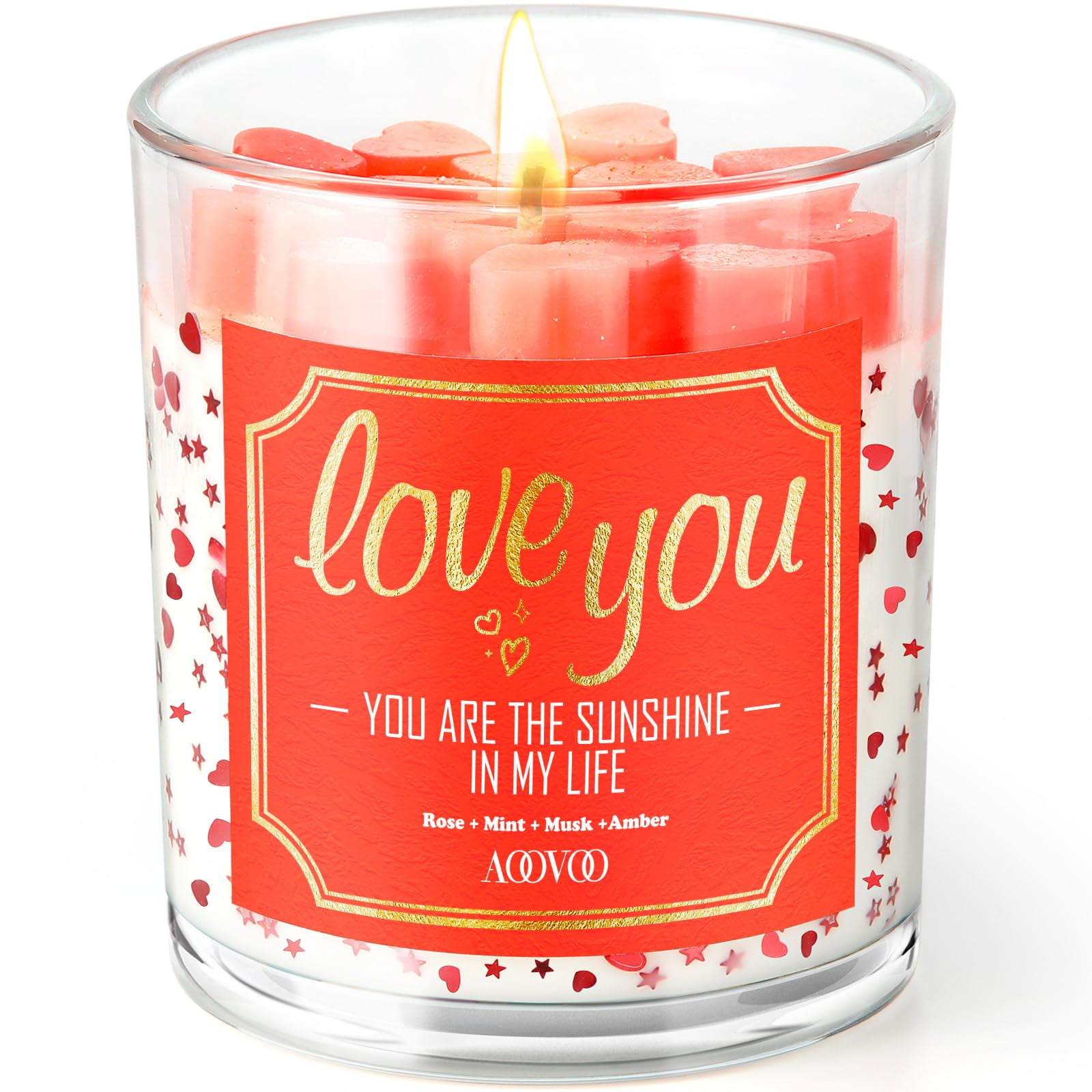 AOOVOO Anniversary Candle Gifts for Her - Rose Scented Love You Candle ...