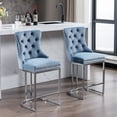 thumbnail image 1 of AOOWOW 26" Counter Height Bar Stools Set of 2, Modern Velvet Barstools with Button Back&Rivet Trim Upholstered Kitchen Island Chairs, 1 of 12