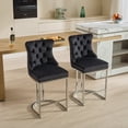 thumbnail image 1 of AOOWOW 26" Counter Height Bar Stools Set of 2, Modern Velvet Barstools with Button Back&Rivet Trim Upholstered Kitchen Island Chairs, 1 of 10