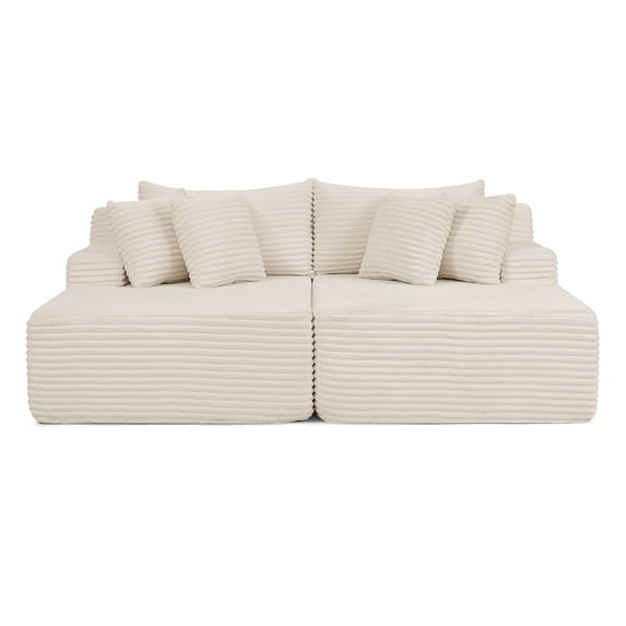 AOOWOW 82.5” Oversized Double Lounge Chaise,velvet Sofa Bed,Upholstered Boneless Cloud Sofa Deep Seat,No Assembly Required