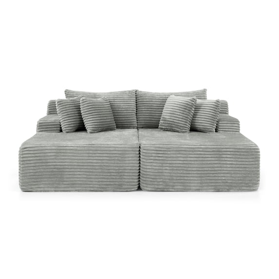 AOOWOW 82.5” Oversized Double Lounge Chaise,velvet Sofa Bed,Upholstered Boneless Cloud Sofa Deep Seat,No Assembly Required