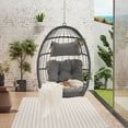 thumbnail image 1 of AOOWOW Gray Hanging Egg Chair Without Stand, Wicker Swing Chair with Red Cushion, 350lbs Indoor Outdoor Use, 1 of 5