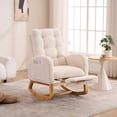 thumbnail image 1 of AOOWOW Teddy Nursery Rocking Chair with Retractable Foot Rest,Glider Rocking Chair,  Beige White, 1 of 10