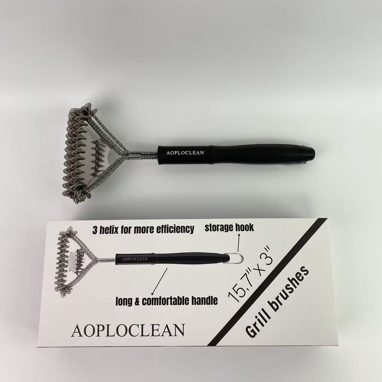 AOPLOCLEAN Grill brushes - Safe BBQ Brush for Grill -Stainless Grill Grate Cleaner - Safe Grill Accessories for Porcelain/Charcoal Grill