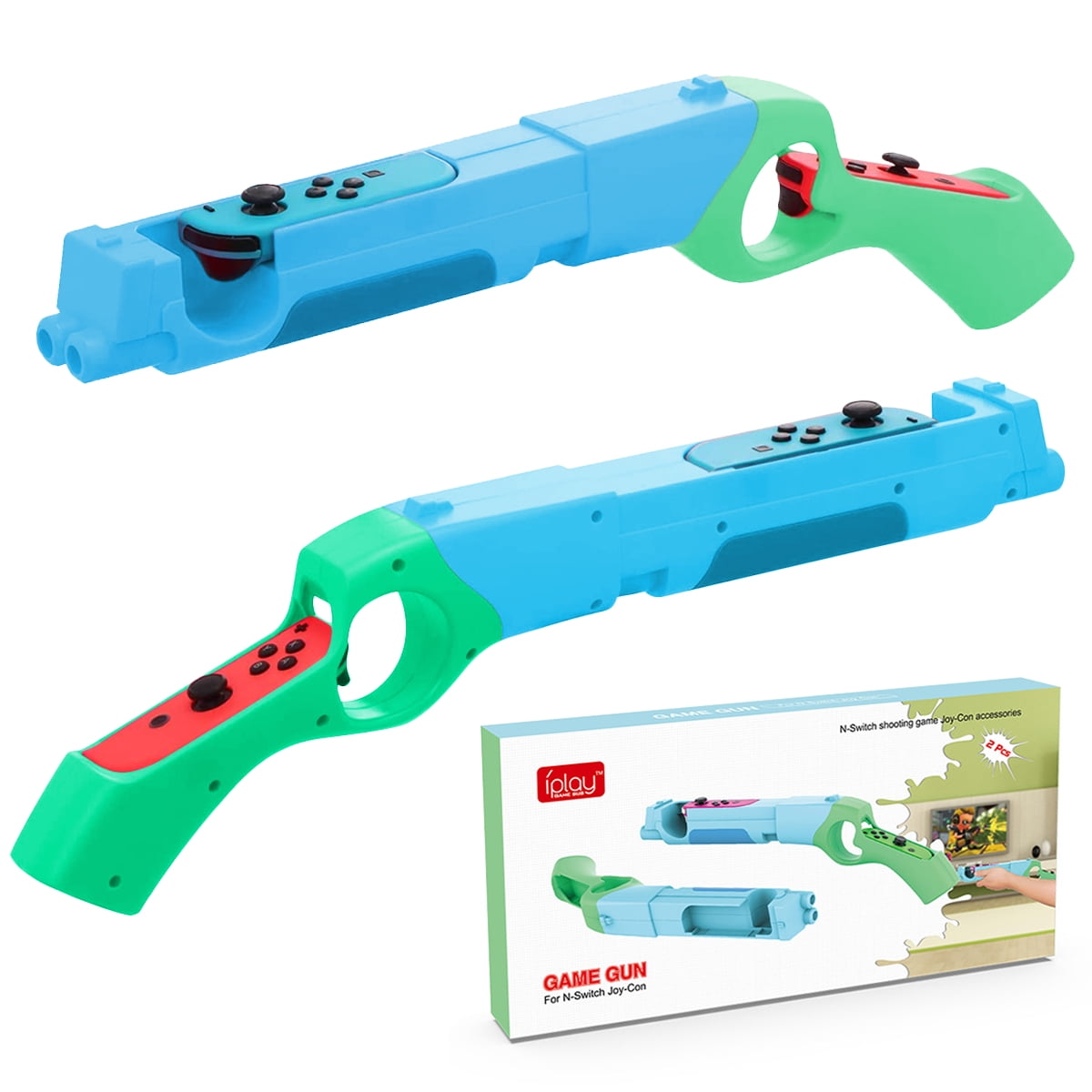 AOPUT 2-Pack Shooting Game Gun for NS Joycon Hand Grip, Shooting Game Gun for Nintendo Switch Shooting Games,Doom 4, Splatoon 2, Wolfenstein 2, Big Buck Hunter Arcade