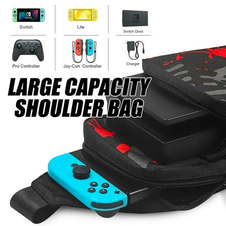 Aoput Large Capacity Crossbody Bag for Nintendo Switch, Black