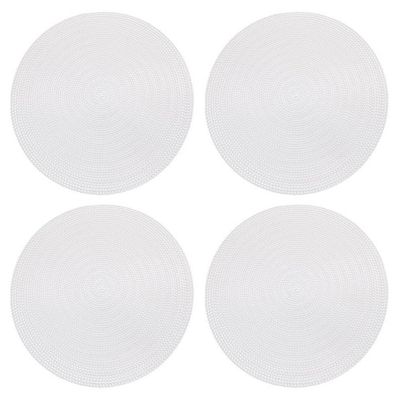 AOQIANLAN 4pcs Elegant Round PVC Placemats - Heat Resistant Easy to Clean & Stylish! white