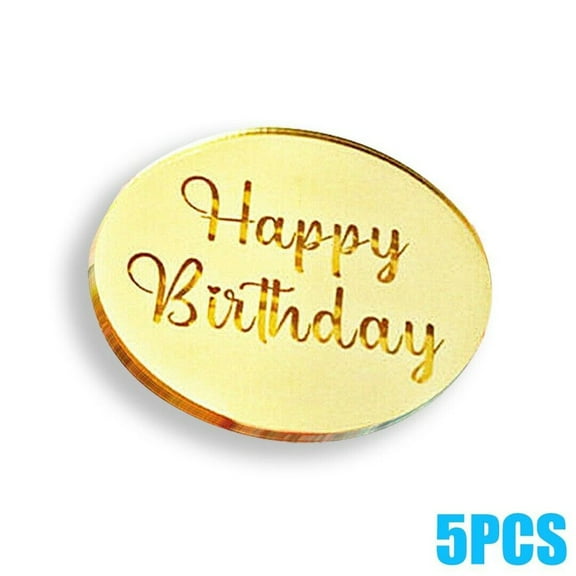 AOQIANLAN 5/10/20Pcs Happy Birthday Cake Topper Acrylic Cupcake Disc Topp Ers Rose Gold Party Silver Cake Decor For Birthday Party Dessert