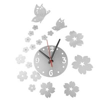 AOQIANLAN Butterfly Wall Clock AcrylicMirror Wall Clock Fashion Personality Living Room Bedroom Clock Ornament Home Decorations Silver