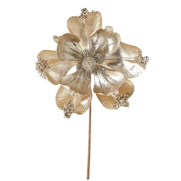 AOQIANLAN Christmas Wreaths Decorations 25cm Flower Stem Glitter Poinsettias Brightness And Even Distribution Glittery And Festive Gold