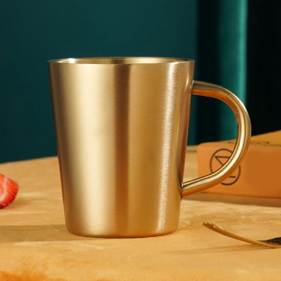 AOQIANLAN Simple 300Ml Stainless Steel Double Layer Mugs Coffee Cup Creative Water Cup Heat Insulation Beer Cup Stainless Cup Drinkware