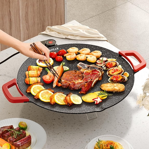 AORAN 14-Inch Nonstick Indoor Grill Griddle 1000W Fast Heating Electric Griddle for Steak Pancake BBQ Indoor Cooking