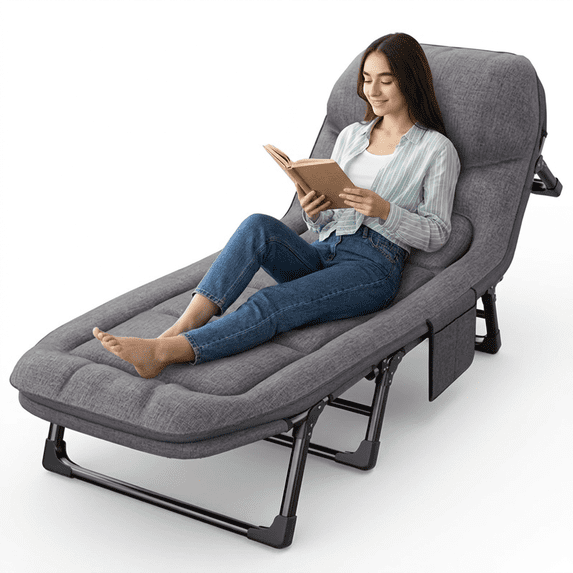 AORAN 8-Leg Heavy-Duty Folding Camping Cot, Padded Portable Lounge Chair with Adjustable Recline, for Camping, Office, Patio, Beach, Indoor/Outdoor Use.500LBS