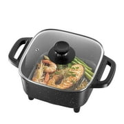AORAN KITCHEN Electric Frying Pan with Lid, Multifunctional Skillet for Frying, Grilling, Boiling & Cooking, Nonstick, Compact, Easy-to-Clean, Adjustable Temp Control Black