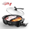 thumbnail image 1 of AORAN Electric Hot Pot, 6L Electric Skillet, Non-Stick Smokeless Cooking Pot with Divider Fondue, Shabu-Shabu with Tempered Glass lid for 2-6 People, 1 of 9