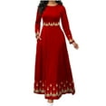 AOREUGL Women Fall Dresses 2024 Long Sleeve Crewneck Pleated Tiered A