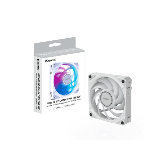 AORUS EZ CHAIN FAN 120 ICE, 120mm Hydro Dynamic Bearing ARGB Computer Case Fan