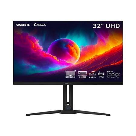 AORUS FO32U2 Pro 32" QD OLED 4K UHD 3840 x 2160 240Hz 0.03ms GTG AMD FreeSync Premium Pro, USB-C, KVM, HDMI 2.1, Display Port 2.1, Height Adjustable Gaming Monitor