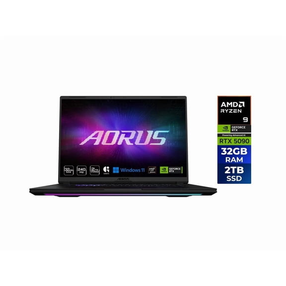 AORUS Master Gaming Laptop - 16" WQXGA 240 Hz - - GeForce RTX 5090 Laptop GPU - AMD Ryzen 9 9955HX3D - 32GB DDR5 RAM - 2TB SSD - Windows 11 Home AD (MASTER 16 6ZJM6USE65SH )